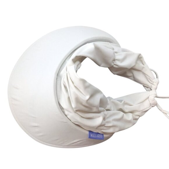 Wallaroo Aqua Visor Sun Hat Lycra Floating White Adjustable Tie Beach Stretch - Picture 5 of 8